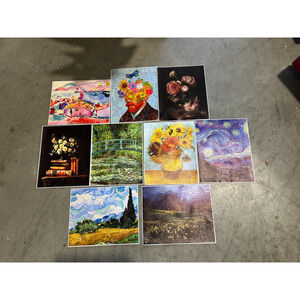 9 pc. Famous Impressionist Artwork Canvas Print Set 8x10 Timeless Wall Art,NEW